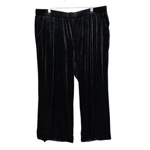 Womens Signature Collection Black Velvet Pull-On Pants Polyester Size 1X 18W-20W